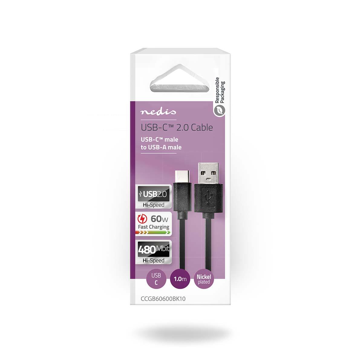 Nedis USB 2.0 A-C kaapeli, 1 m - Image 3